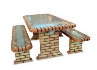 Ref. Table with Granite Stone all Brick - Height 75 cm x Width 89 cm x Length 190 cm